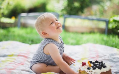 Evan, smash the cake in the garden